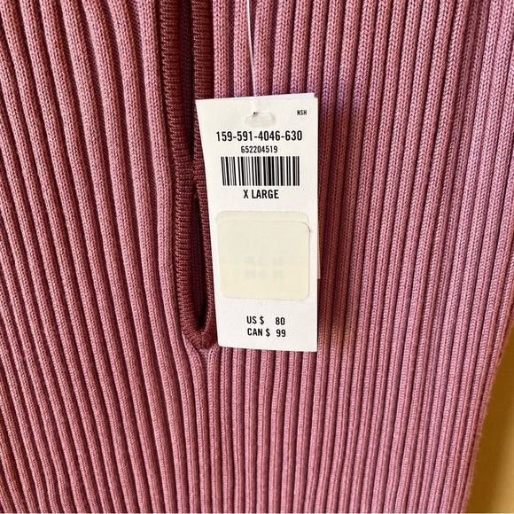 Abercrombie & Fitch Midi Dress Women’s XL Mauve Pink Ribbed Keyhole Leg Slit NWT - Picture 4 of 10